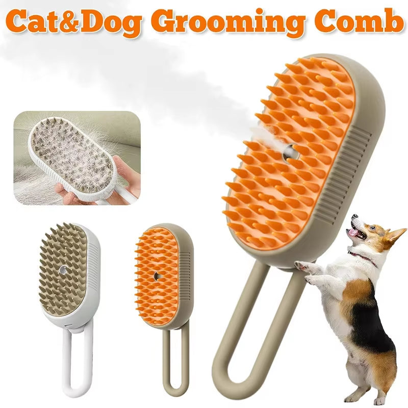 3-in-1 Pet Grooming Brush with Steamy Spray & Massage - Perfect for Dogs & Cats, Effortless Hair Removal & Pampering!