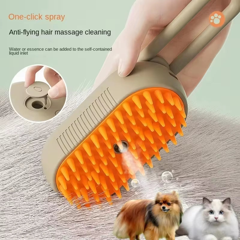 3-in-1 Pet Grooming Brush with Steamy Spray & Massage - Perfect for Dogs & Cats, Effortless Hair Removal & Pampering!