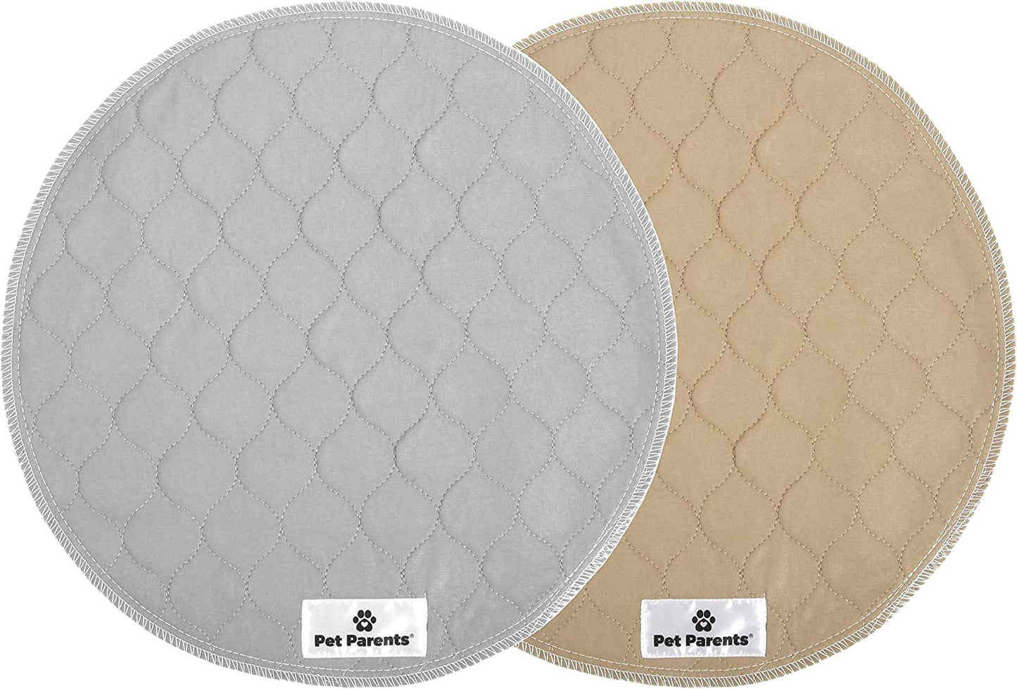 Pawtect® Washable Dog Pee Pads - Premium Waterproof Reusable Pads for Puppies & Whelping (2 Pack, Tan/Grey, 17" Round)