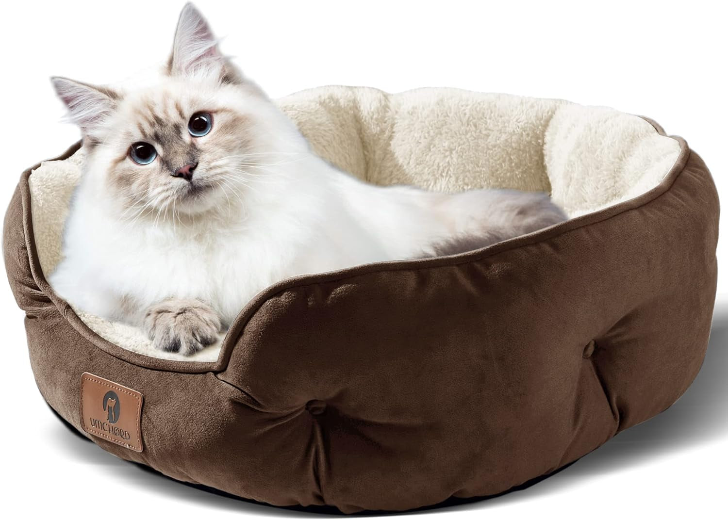 Cozy & Stylish Small Dog Bed - Soft, Machine Washable, Anti-Slip, Water-Resistant for Puppies and Kittens - 20 Inches, Brown