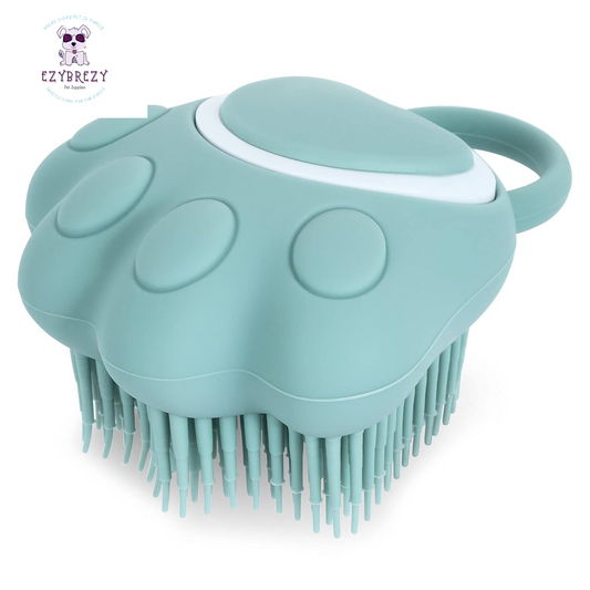 Revolutionary Silicone Pet Grooming Brush with Shampoo Dispenser - Soft Rubber Dog Bath Brush & Puppy Massage Comb in Vibrant Blue