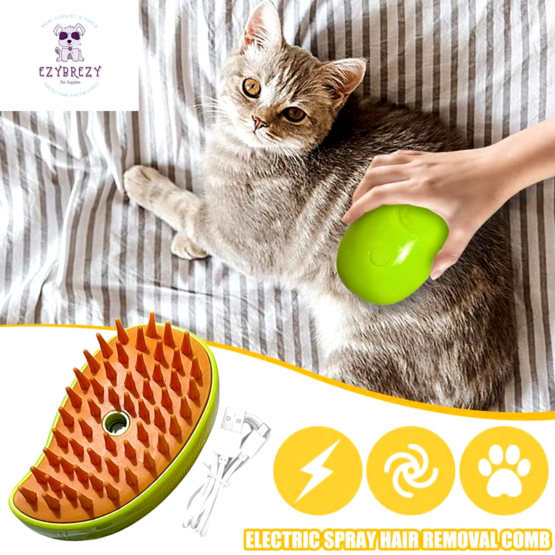 Electric Cat & Dog Grooming Steam Brush with Water Spray - Pet Massage Comb for Effortless Bathing and Grooming