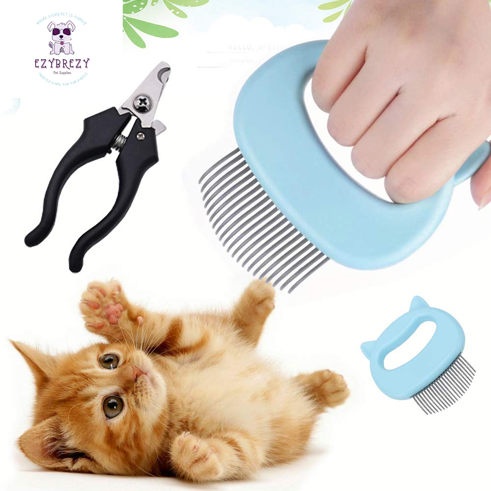 Gentle Grooming Comb & Massager for Cats, Puppies, and Rabbits - Effortless Hair Remover & Nail Clipper for Deshedding and Tangle Removal