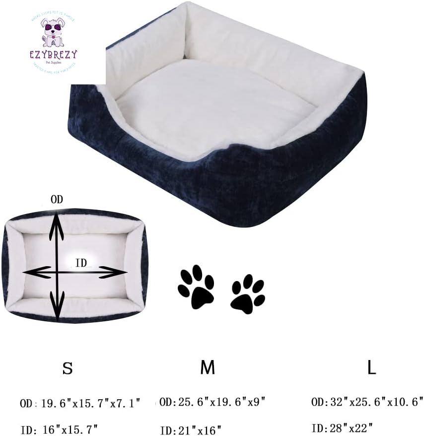 Luxurious & Easy-Clean Pet Bed - Soft Rectangular Dog and Cat Bed for Small Pets with Non-Slip Base and Removable Cover