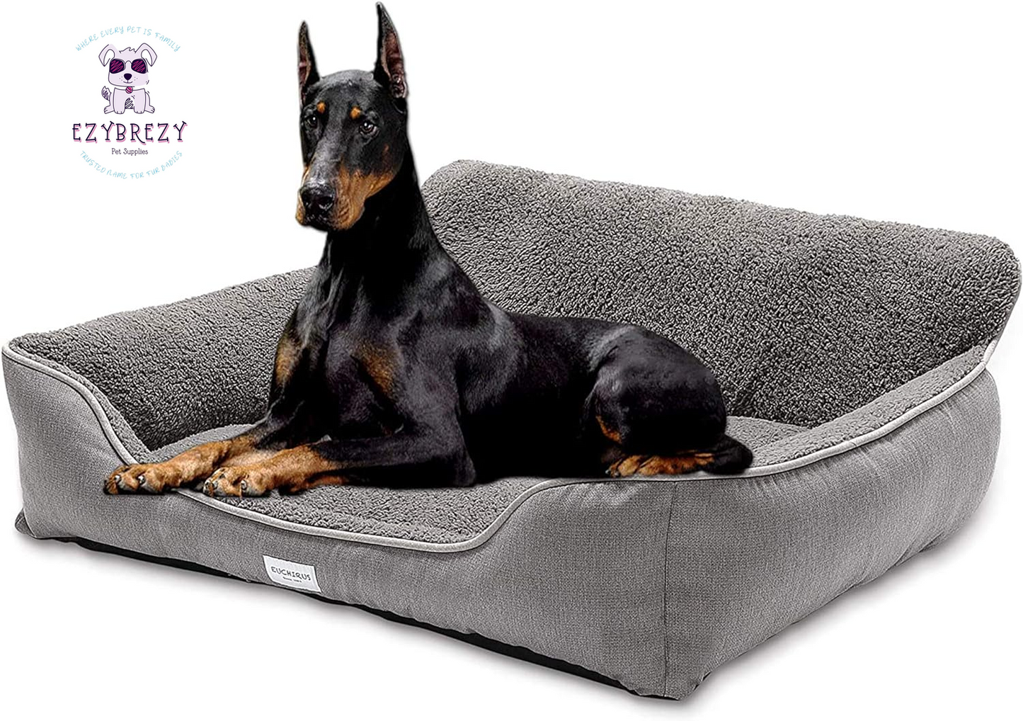 Self-Warming Pet Bed for Dogs and Cats - Cozy, Machine Washable Cushion (M: 23.6" x 19.7" x 7.8", Gray)