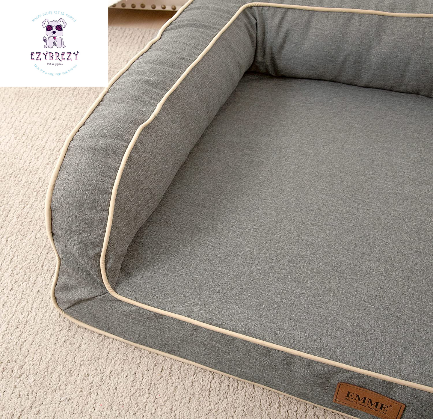 Deluxe Orthopedic Dog Sofa Bed - Luxurious Egg Foam Mattress with Easy-Clean Linen Cover for All Dog Sizes (Grey, Small)