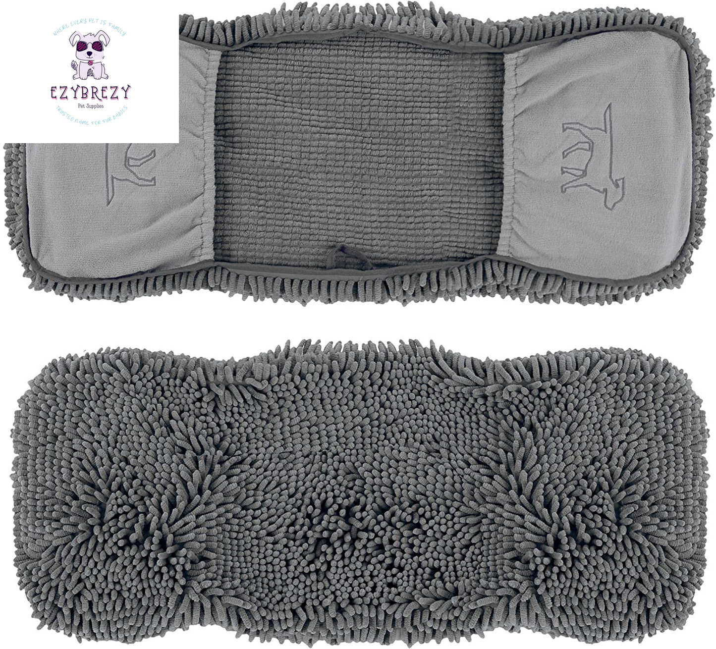 Extra Large Ultra Absorbent Quick Dry Dog Towel - Soft Microfiber Shammy with Comfort Pockets, Machine Washable for Indoor & Outdoor Use!