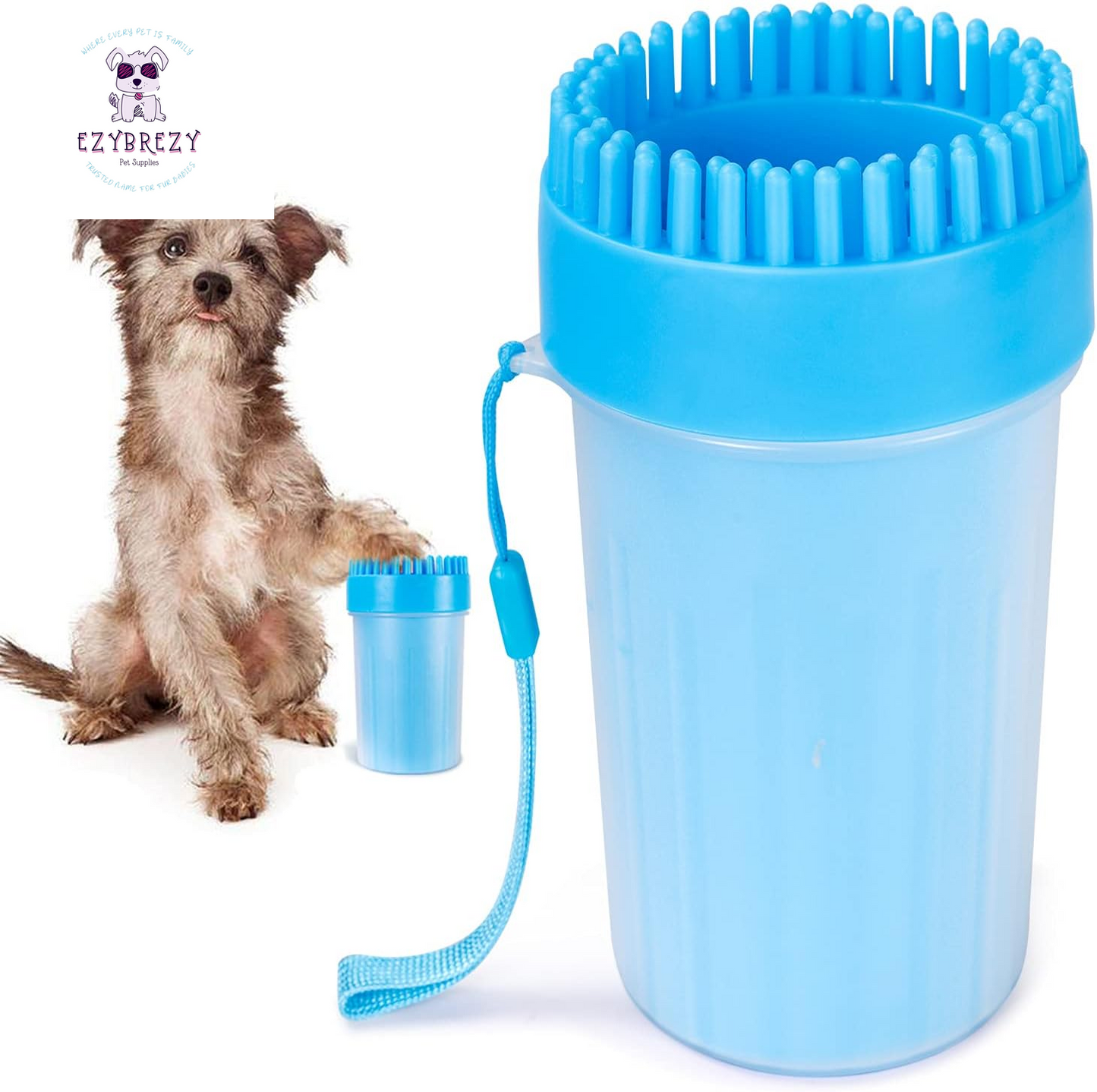 Ultimate Portable Dog Paw Cleaner - Upgrade Your Pet's Hygiene with Our Easy-to-Use Paw Washer for Cats & Small/Medium Dogs (Medium, Blue)