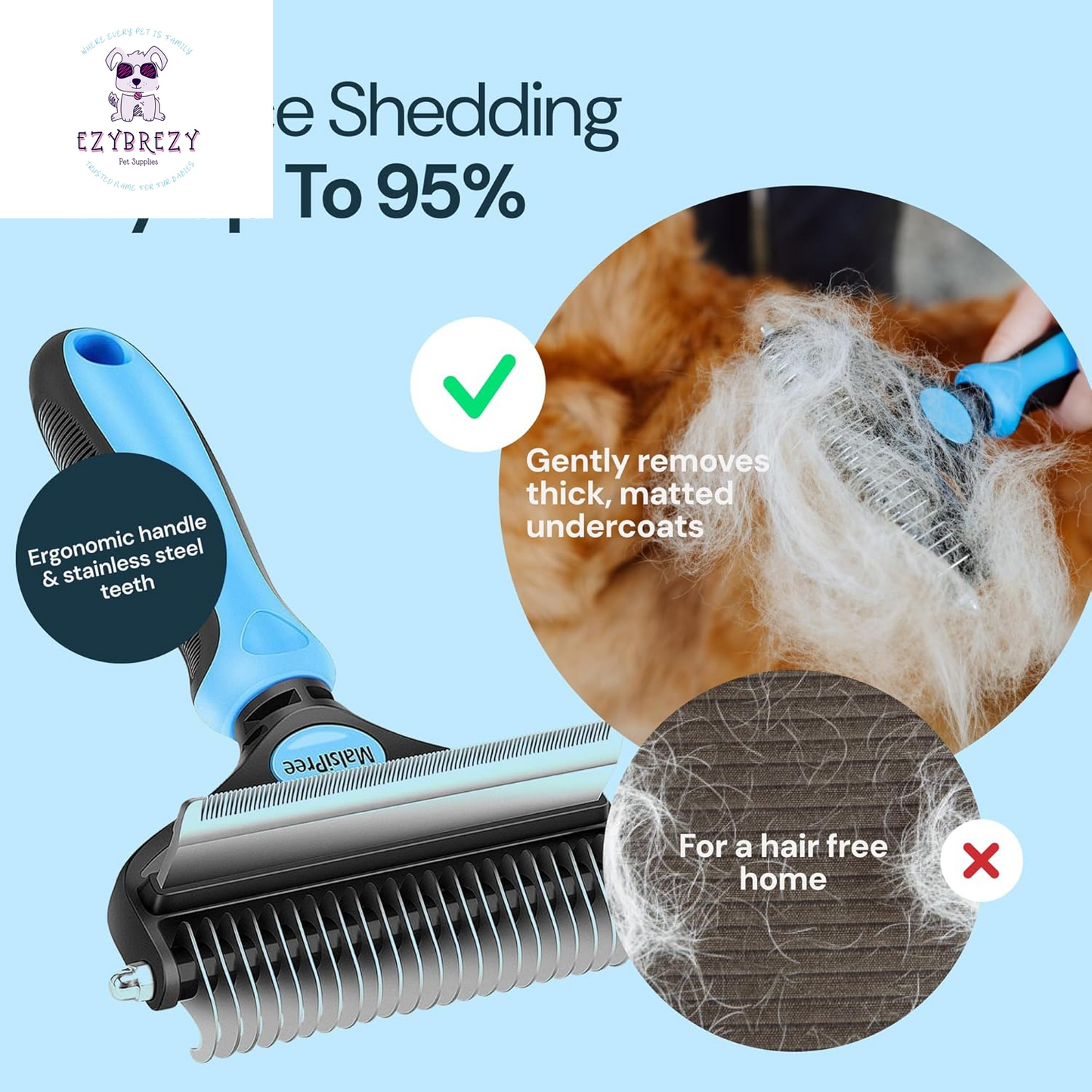 Ultimate 2-in-1 Dog Grooming Brush & Undercoat Rake - Effortless Deshedding Tool for All Breeds