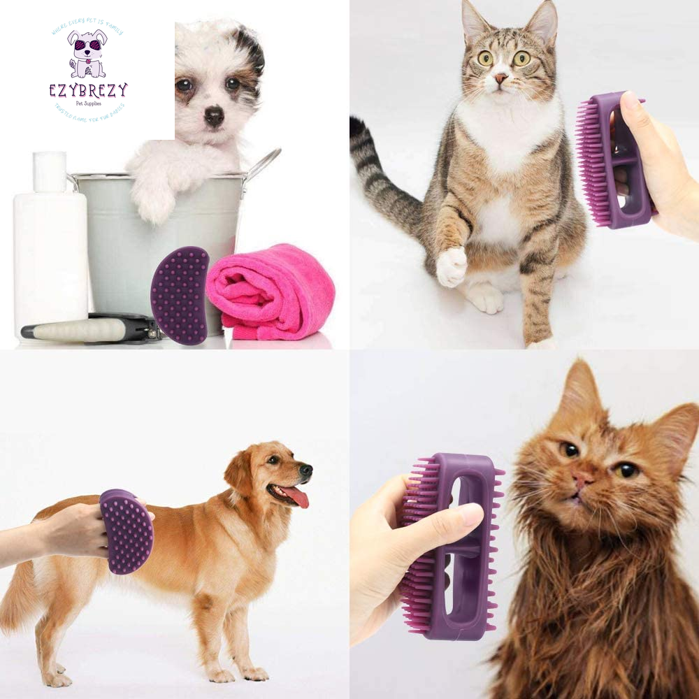 Stylish Purple Premium Soft Silicone Grooming Brush for Dogs & Cats - Ideal for Bathing, Massaging, and Shedding Control!