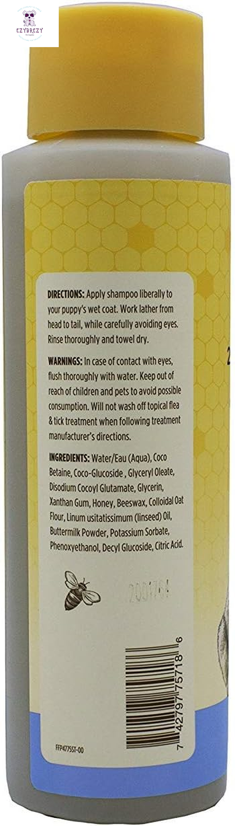 Burt's Bees Tearless Puppy 2-in-1 Shampoo & Conditioner with Buttermilk & Linseed Oil - 95% Natural, Gentle Tear-Free Formula for Puppies, 16 Oz