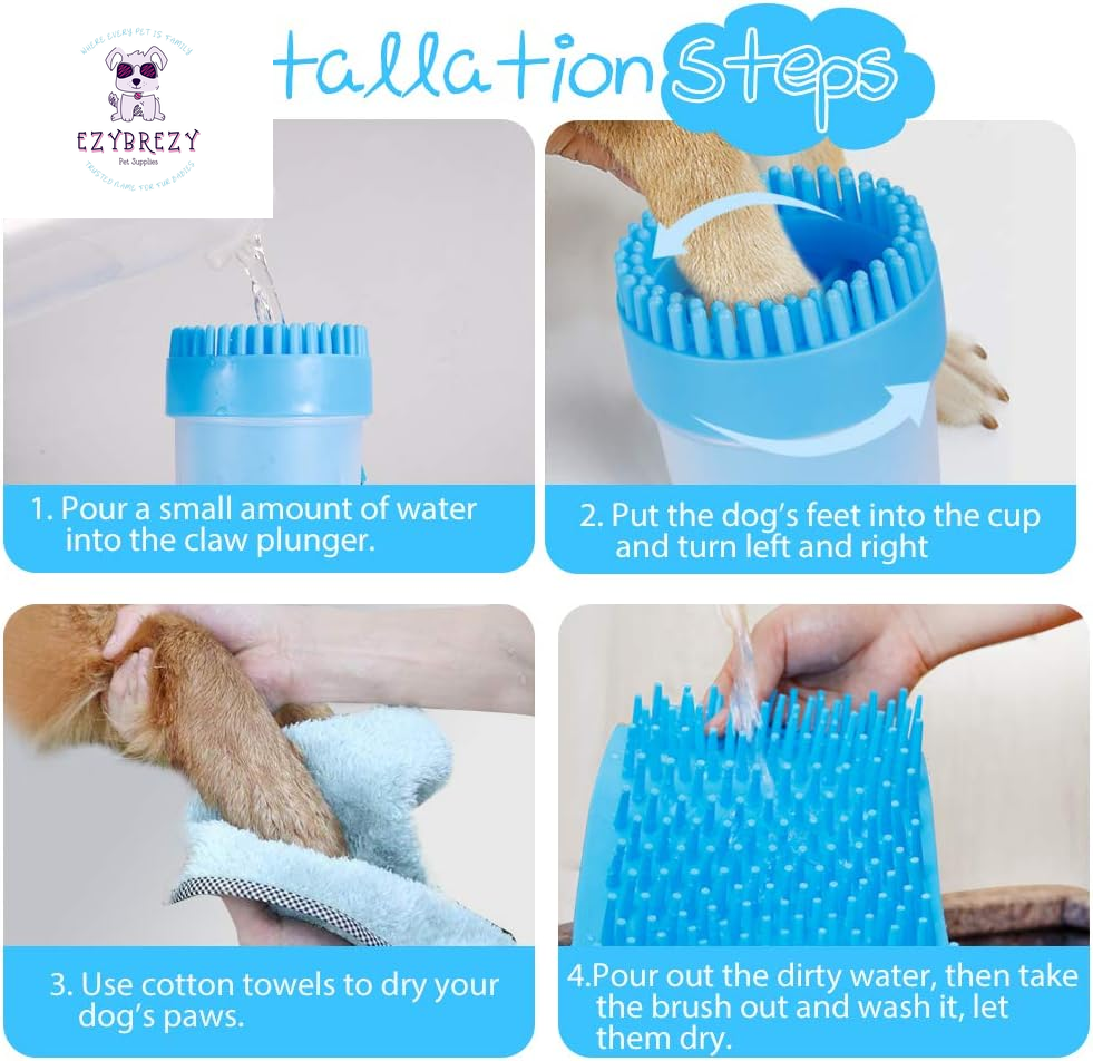 Ultimate Portable Dog Paw Cleaner - Upgrade Your Pet's Hygiene with Our Easy-to-Use Paw Washer for Cats & Small/Medium Dogs (Medium, Blue)