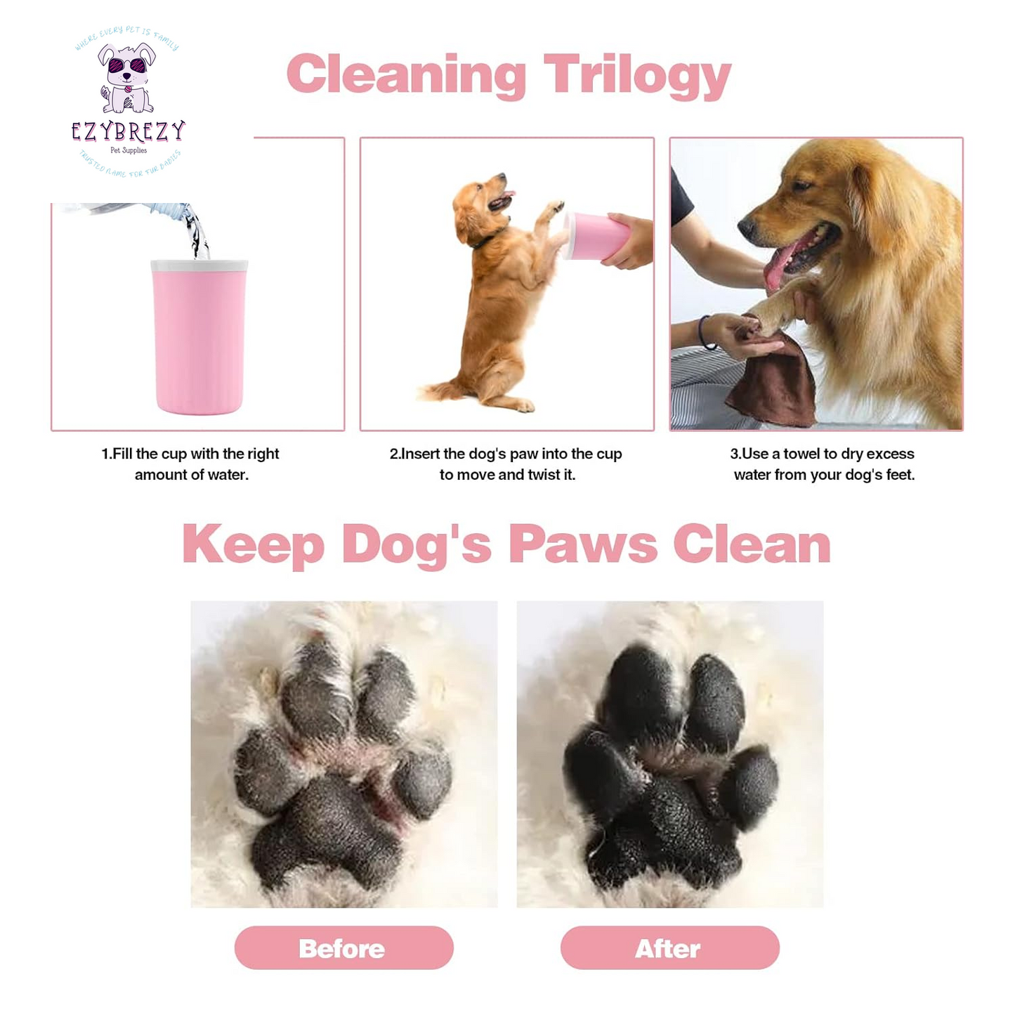 Ultimate 2-in-1 Dog Paw Washer & Foot Cleaner - Effortless Cleaning Cup with Brush for Large Dogs