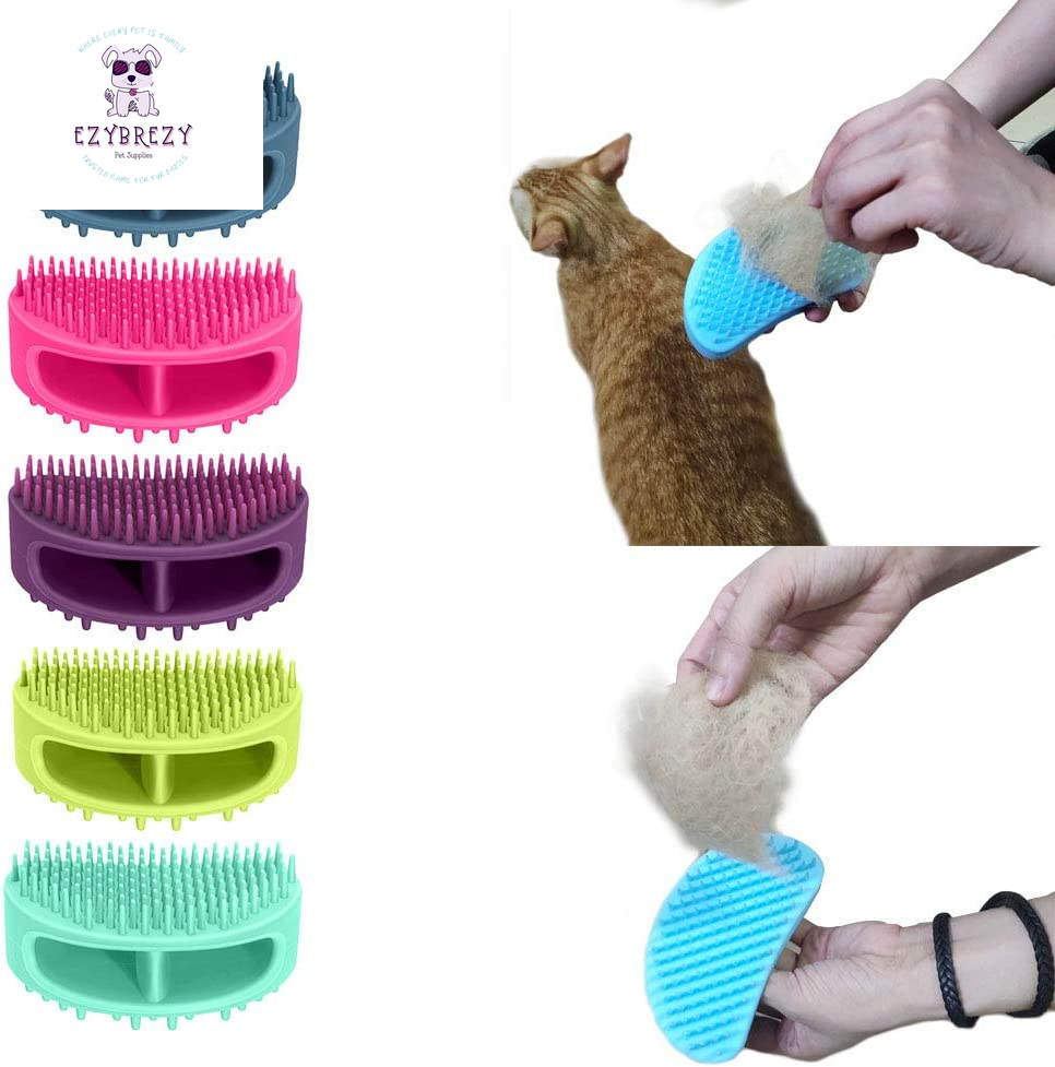 Stylish Purple Premium Soft Silicone Grooming Brush for Dogs & Cats - Ideal for Bathing, Massaging, and Shedding Control!