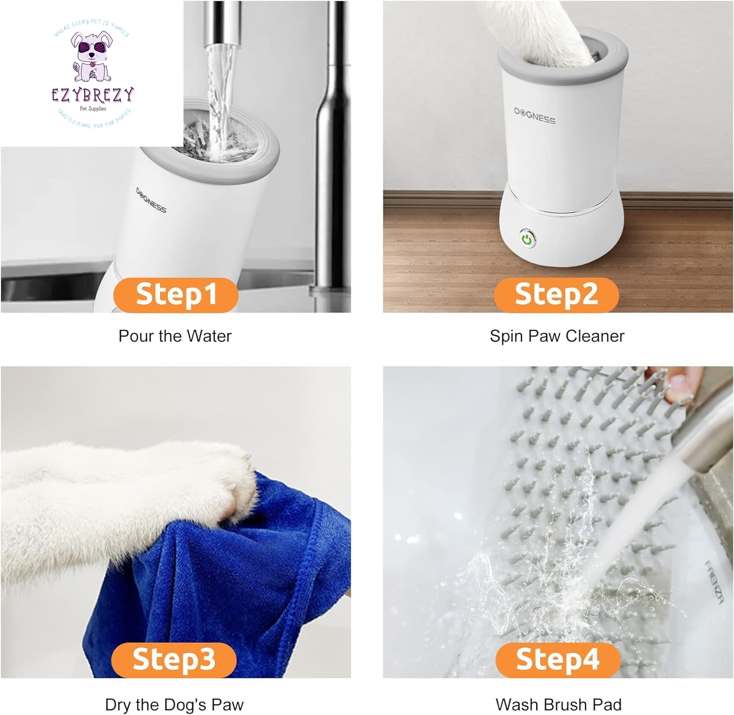 Effortless Automatic Dog Paw Cleaner - Ideal for Small & Medium Pets (White)