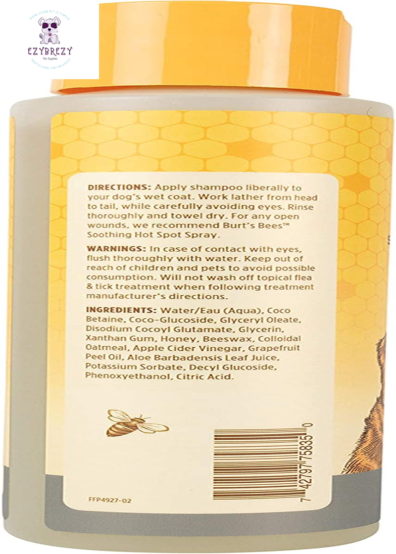 Burt's Bees Natural Dog Shampoo with Honey - Gentle Formula for All Dogs & Puppies - Soothes Dry & Sensitive Skin - 16 oz Made in the USA