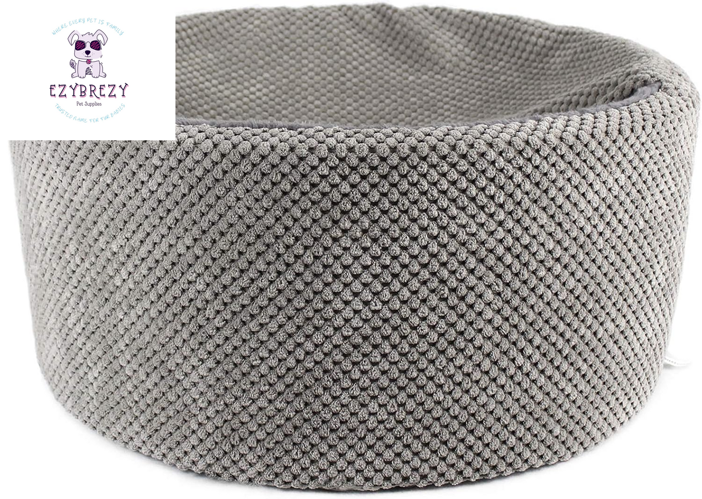 Cozy & Washable Round Cat Bed - Soft, Warm, Anti-Slip with Removable Cushion for Indoor Cats (Gray, 12.59" x 12.59" x 5.91")