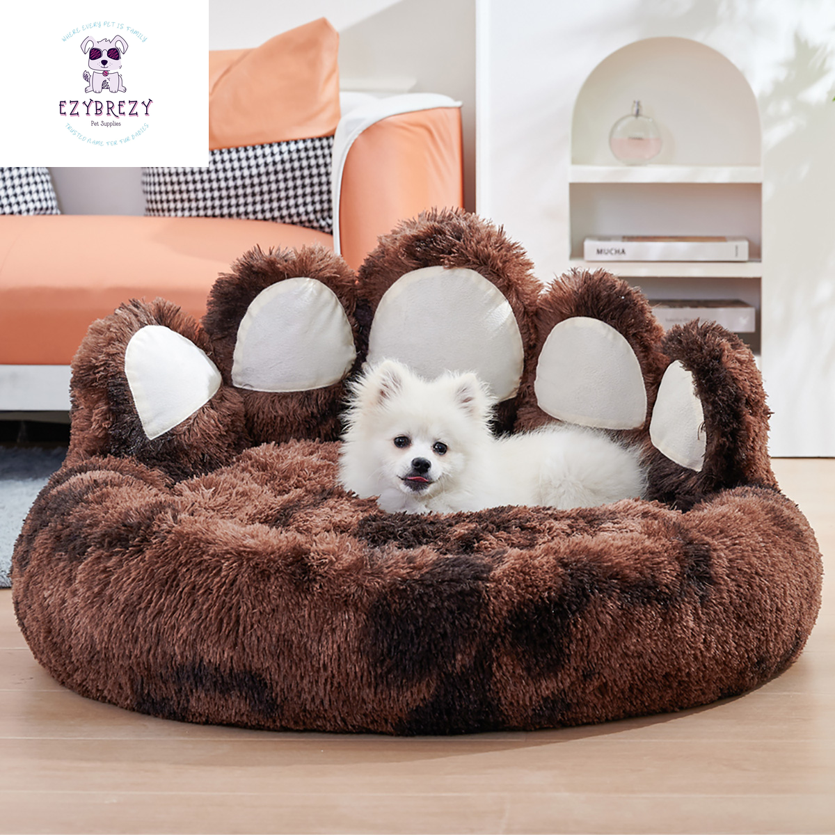 Cozy Adorable Bear Paw Dog Bed - Perfect Plush Furniture for Small & Medium Pets