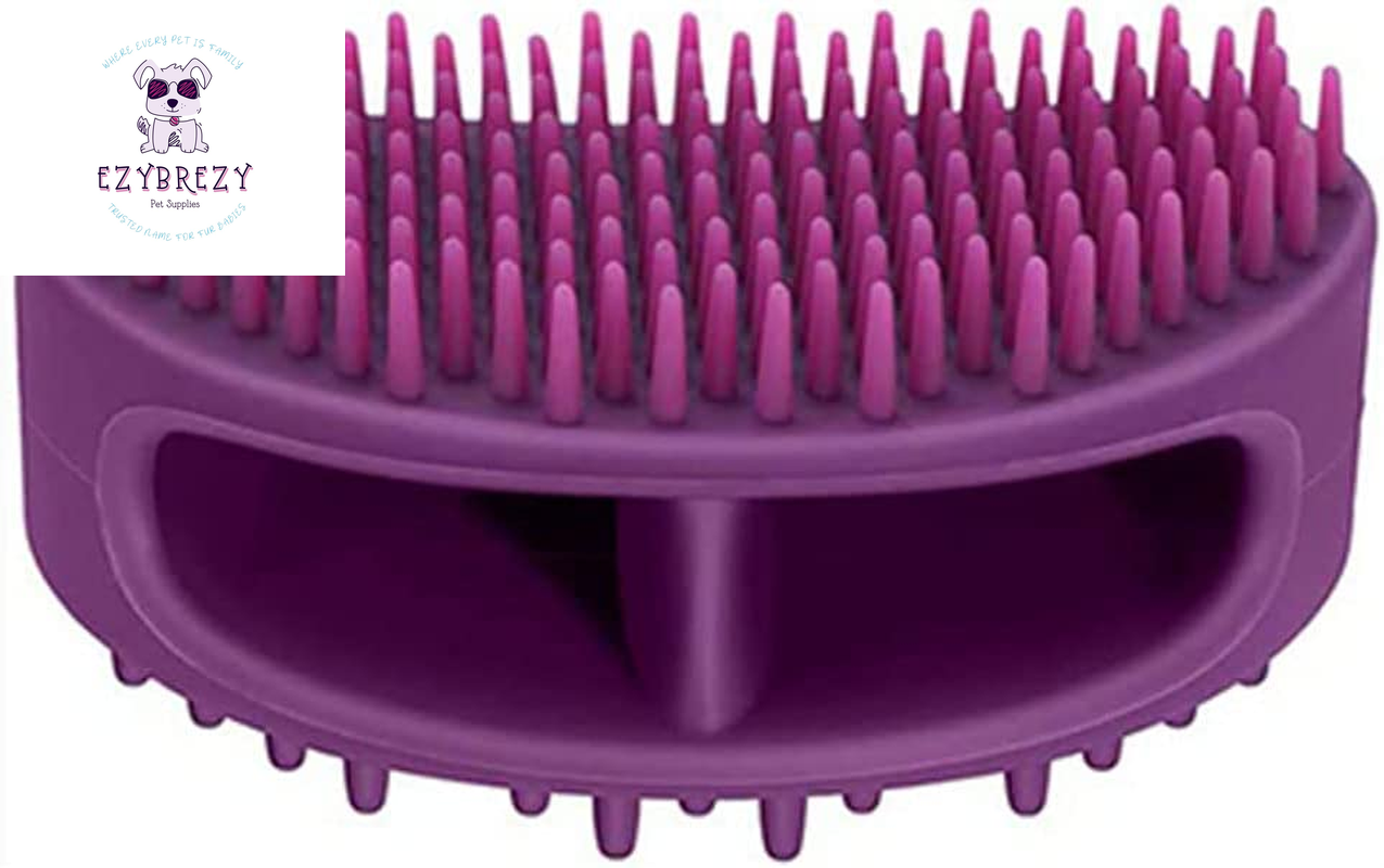 Stylish Purple Premium Soft Silicone Grooming Brush for Dogs & Cats - Ideal for Bathing, Massaging, and Shedding Control!