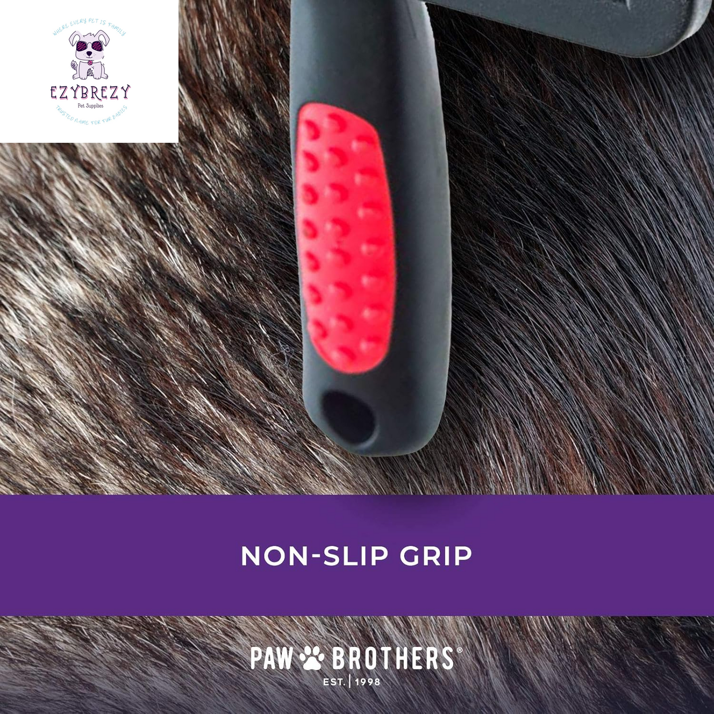 Paw Brothers Large Curved Slicker Brush for Dogs - Gentle, Soft Pin Design with Coated Tips for Ultimate Comfort and Coverage