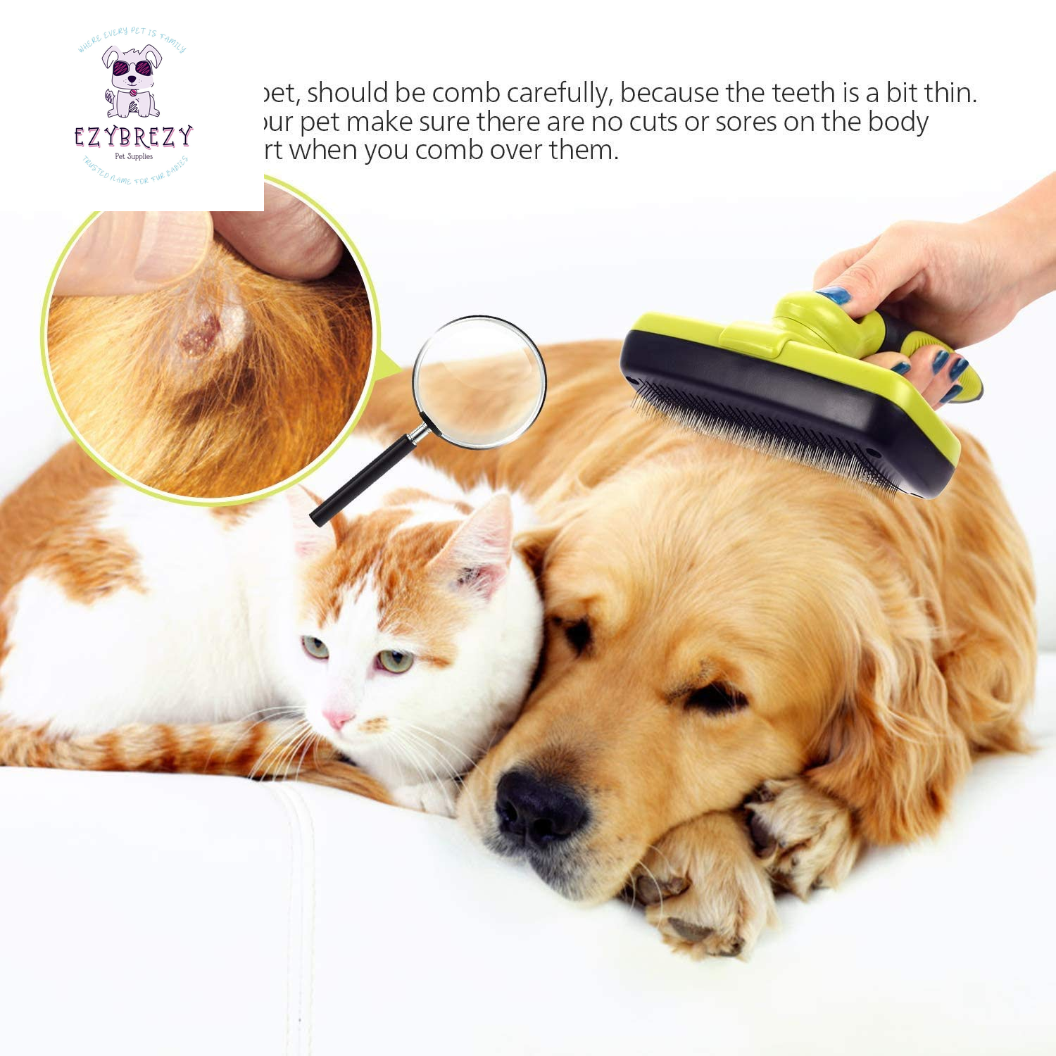 Revolutionary Self-Cleaning Slicker Brush for Dogs and Cats - Ideal for All Fur Types and Shedding Control!