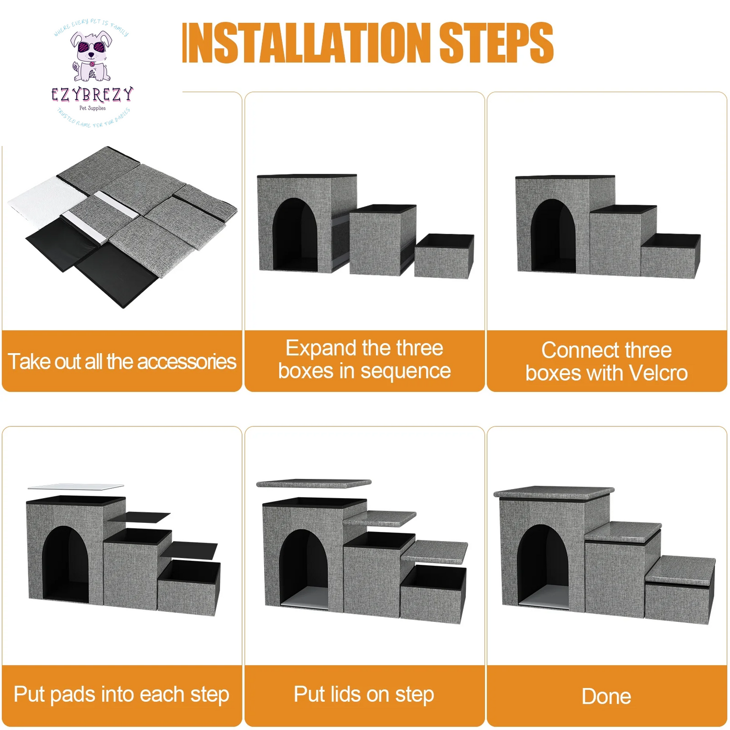 3-Step Folding Dog Stairs with Storage - Perfect Ramp Ladder for Small & Medium Dogs