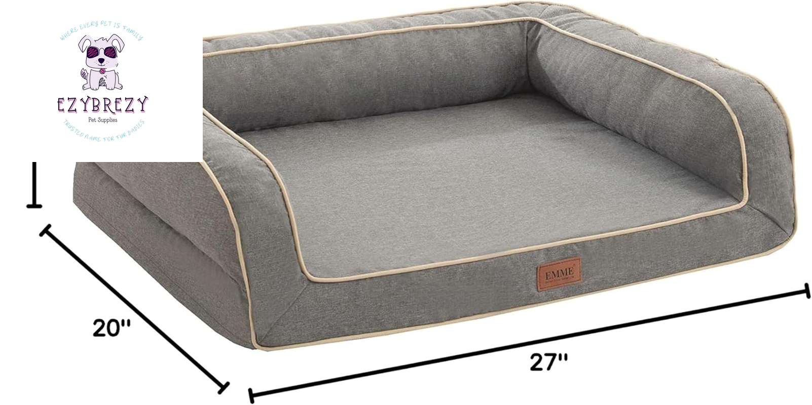 Deluxe Orthopedic Dog Sofa Bed - Luxurious Egg Foam Mattress with Easy-Clean Linen Cover for All Dog Sizes (Grey, Small)