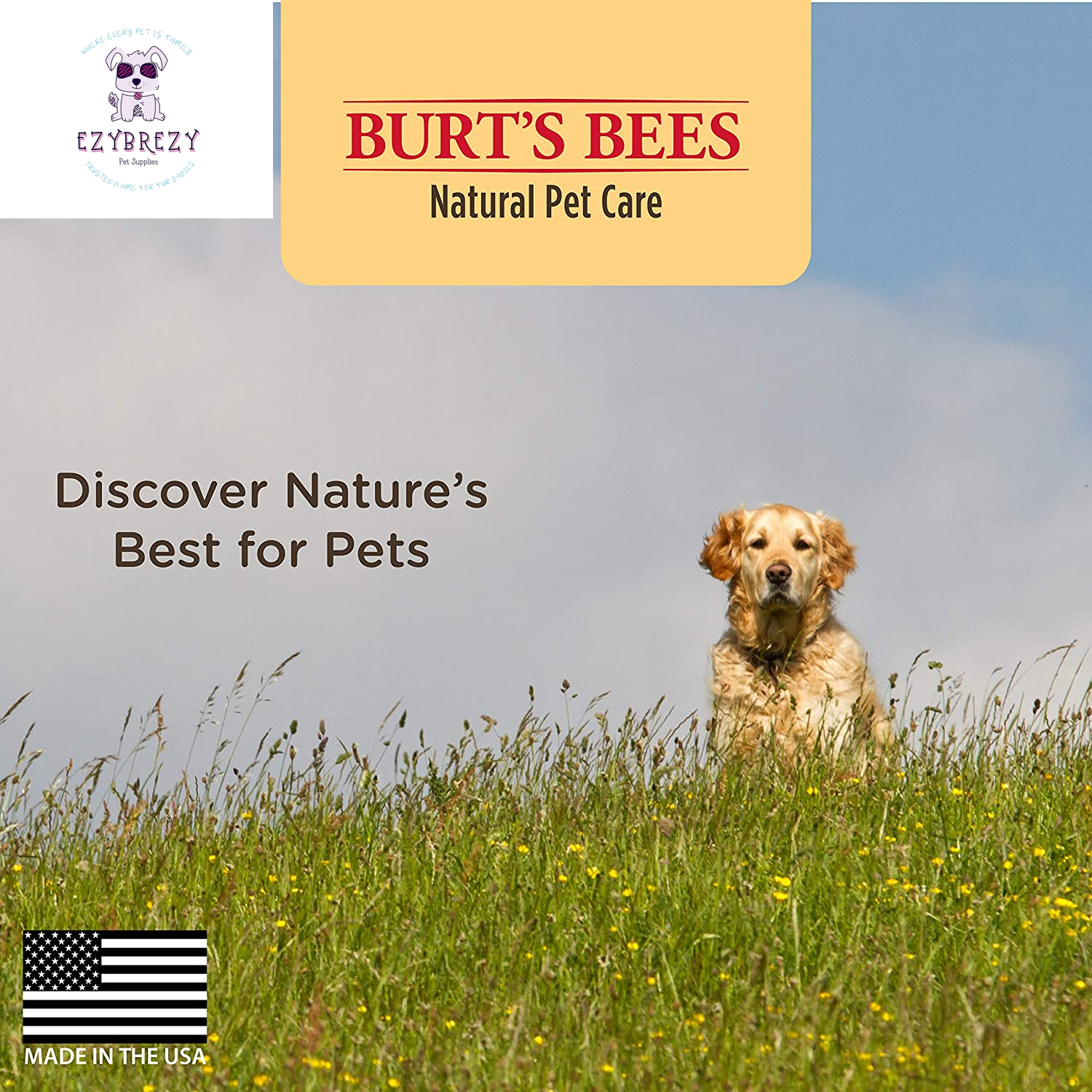 Burt's Bees Natural Dog Wipes - 3 Pack, Hypoallergenic & Eco-Friendly for Paws and Bottoms