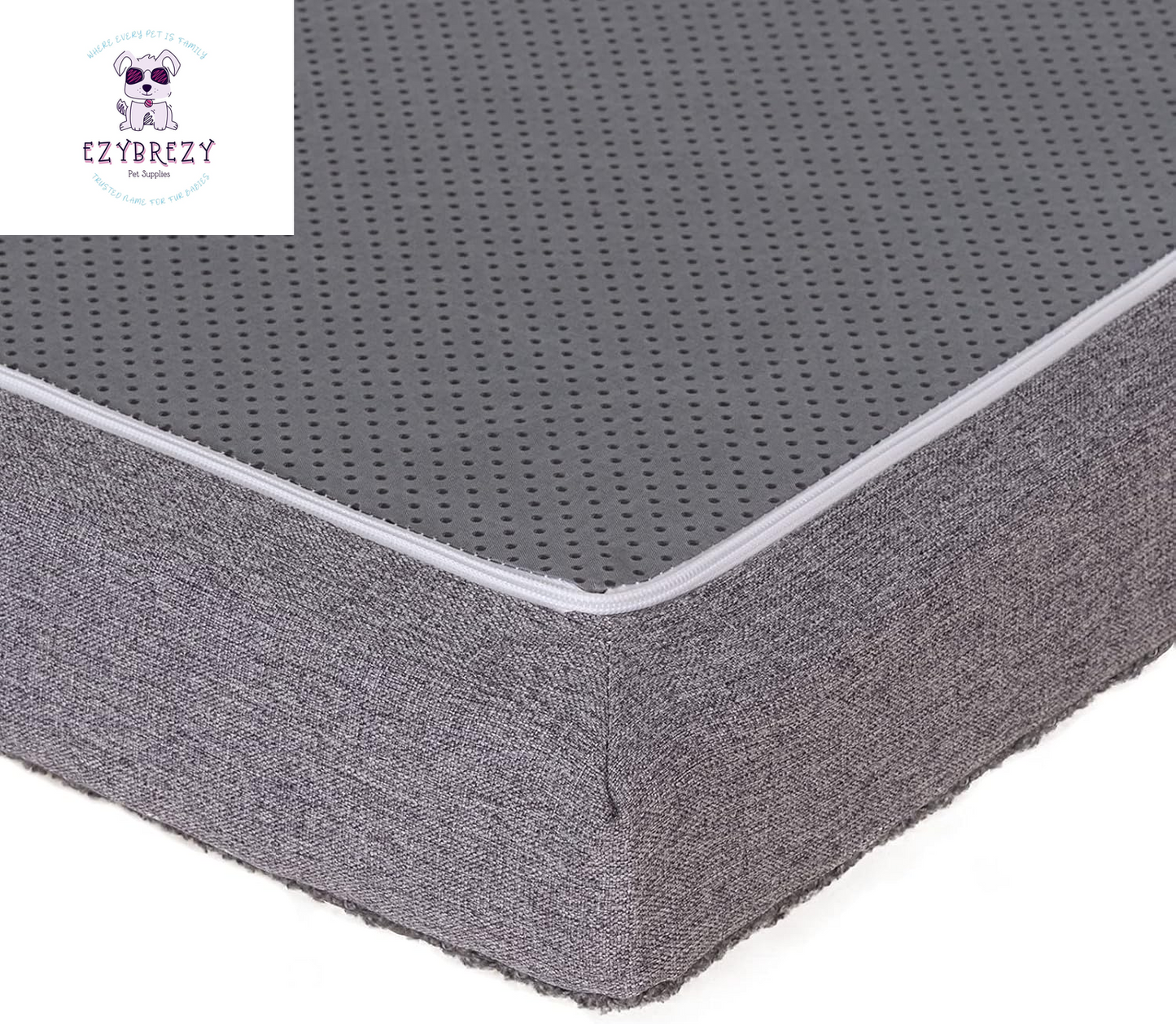 Ultimate XXL Orthopedic Dog & Cat Bed - 5" High-Density Foam, Waterproof & Anti-Slip, Stylish Grey Crate Mat with Removable Washable Cover