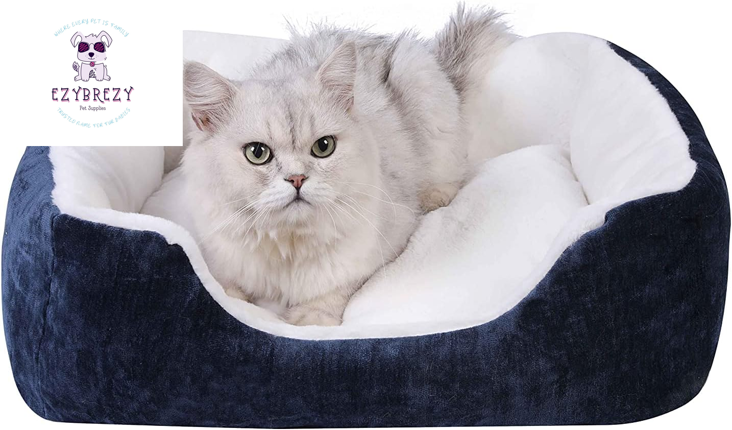 Luxurious & Easy-Clean Pet Bed - Soft Rectangular Dog and Cat Bed for Small Pets with Non-Slip Base and Removable Cover