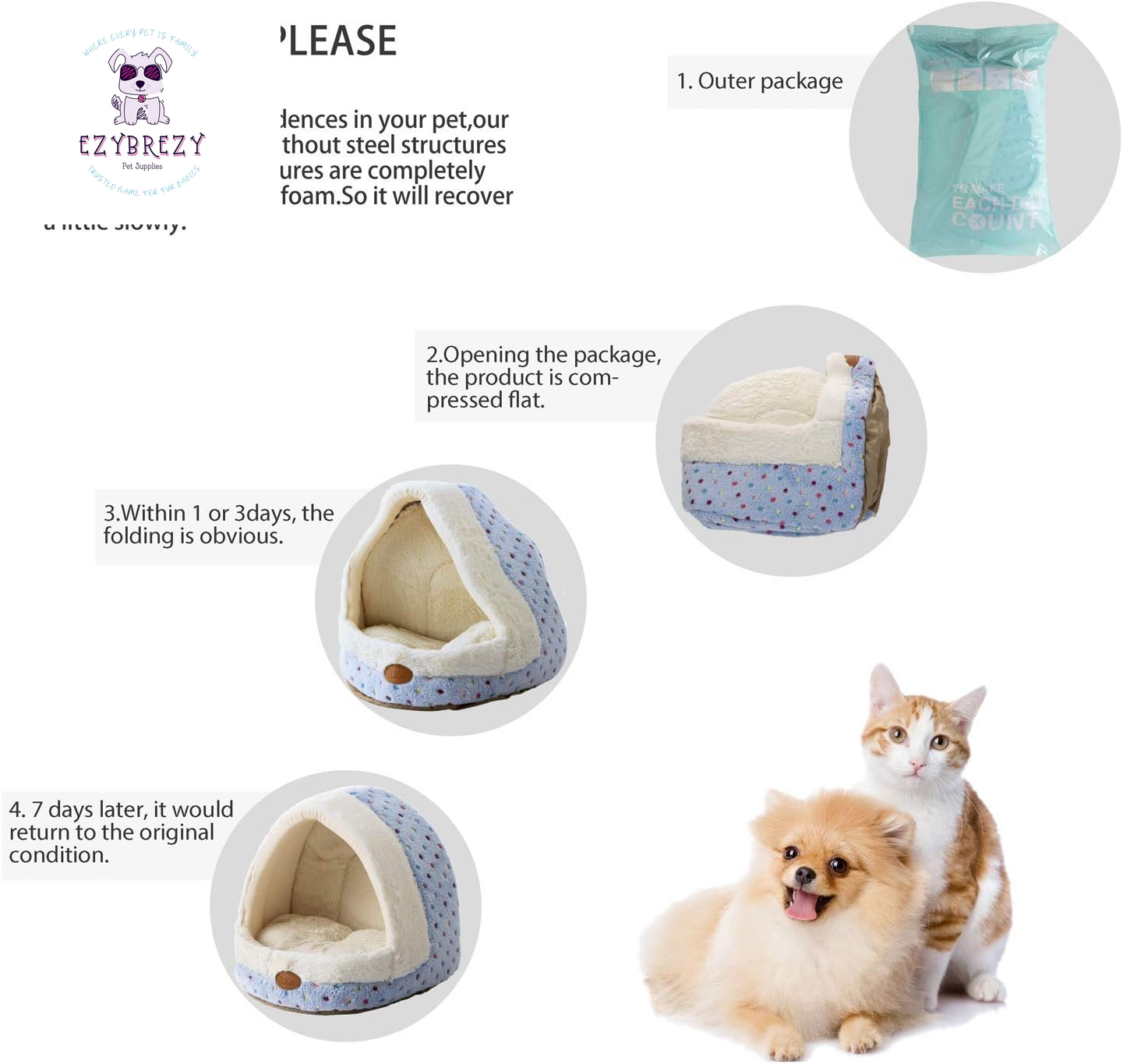 Snuggly & Stylish Igloo Pet Bed for Small Dogs and Cats - Machine Washable Fleece with Removable Cover