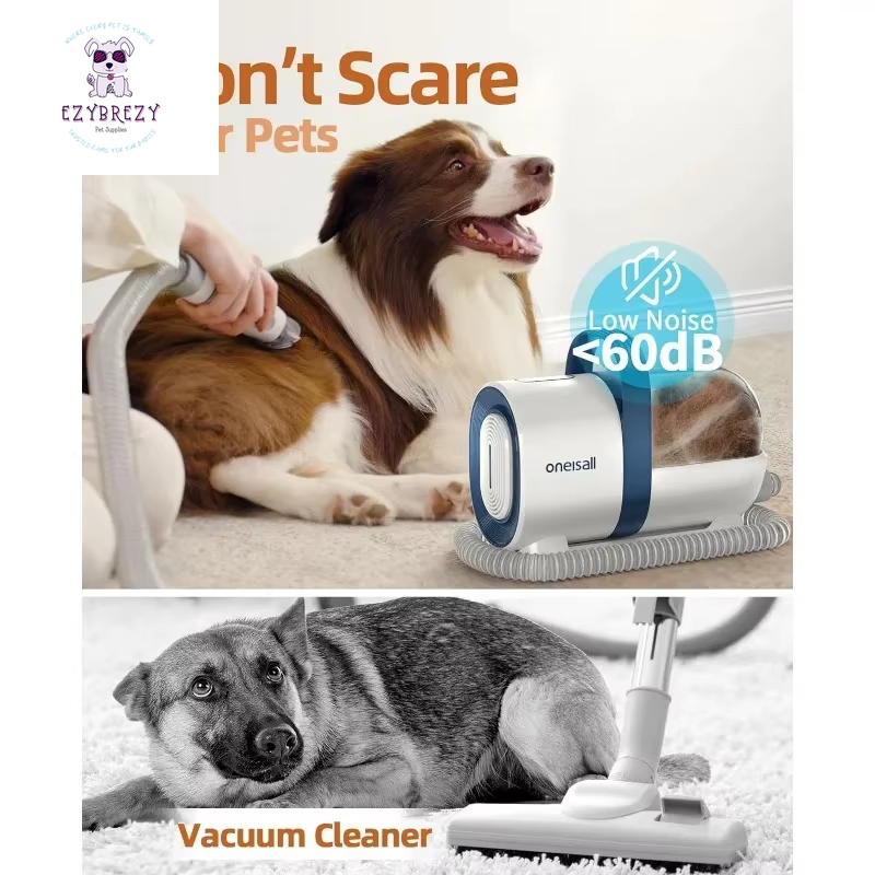 Oneisall Ultimate Dog Grooming Vacuum Kit – Pet Hair Vacuum with Clipper & Nail Grinder, 1.5L Dust Cup for Effortless Grooming