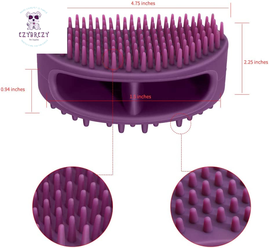 Stylish Purple Premium Soft Silicone Grooming Brush for Dogs & Cats - Ideal for Bathing, Massaging, and Shedding Control!