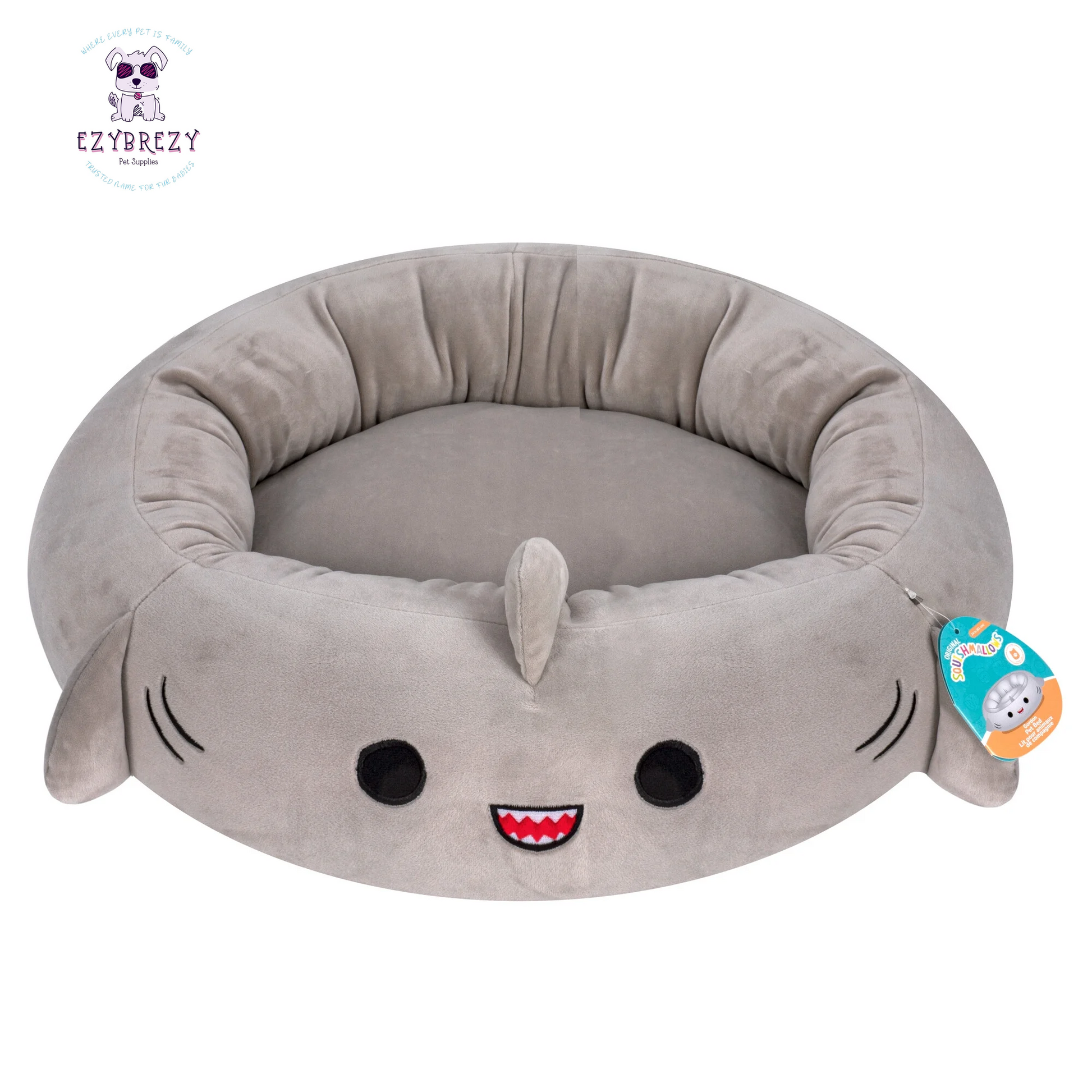 Indulge Your Pet with the Cozy 24-Inch Ultra-Soft Shark Plush Bed!