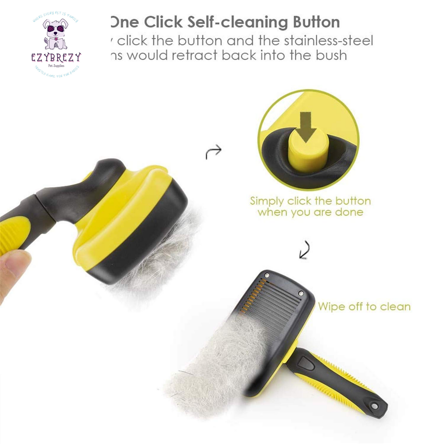 Revolutionary Self-Cleaning Slicker Brush for Dogs and Cats - Ideal for All Fur Types and Shedding Control!