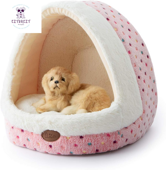 Snuggly & Stylish Igloo Pet Bed for Small Dogs and Cats - Machine Washable Fleece with Removable Cover