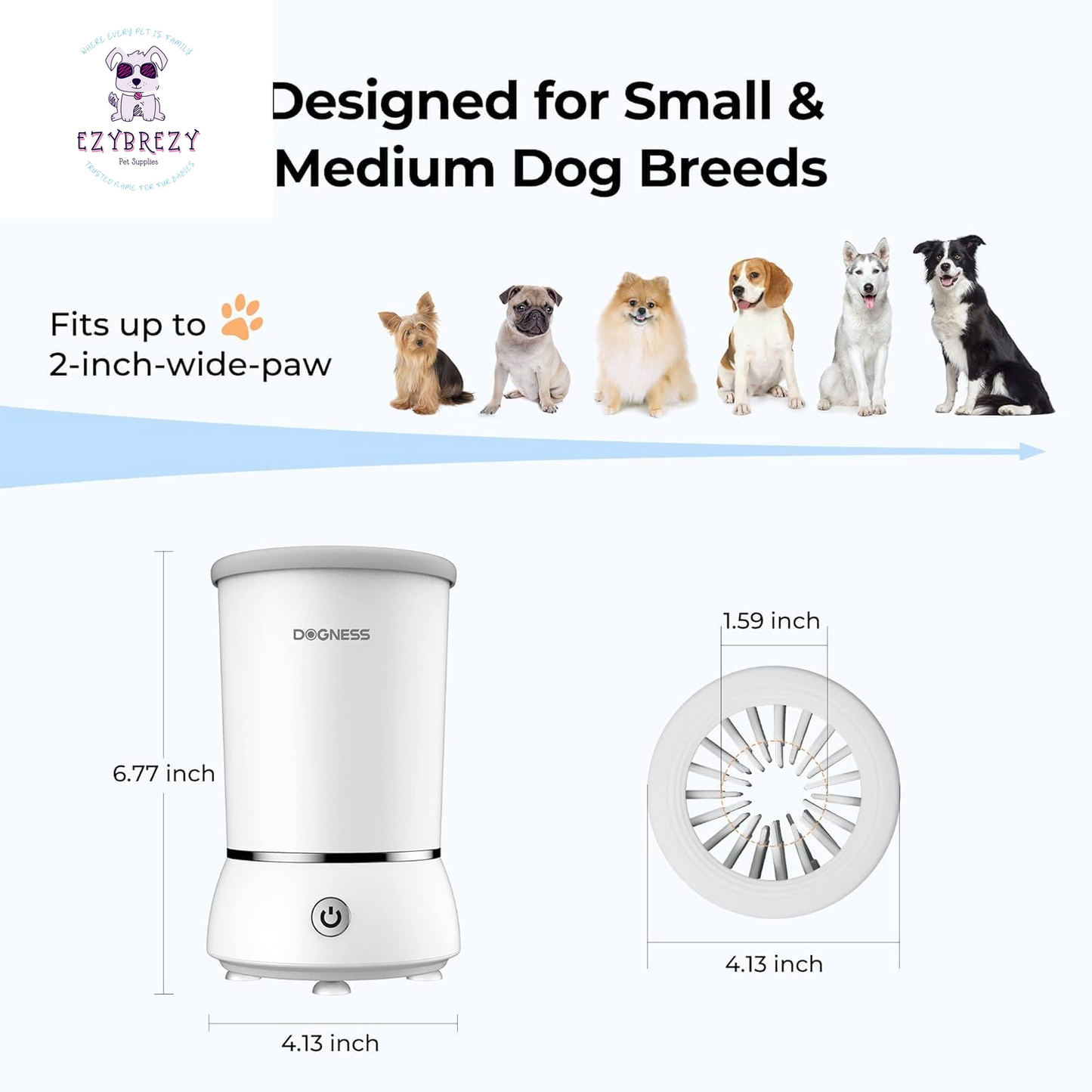 Effortless Automatic Dog Paw Cleaner - Ideal for Small & Medium Pets (White)