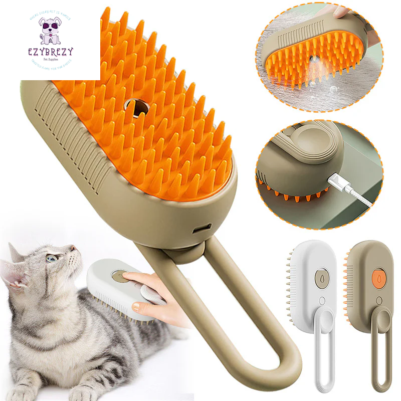 Revolutionary 3-in-1 Electric Pet Grooming Brush - Steam, Massage & Hair Removal for Cats and Dogs