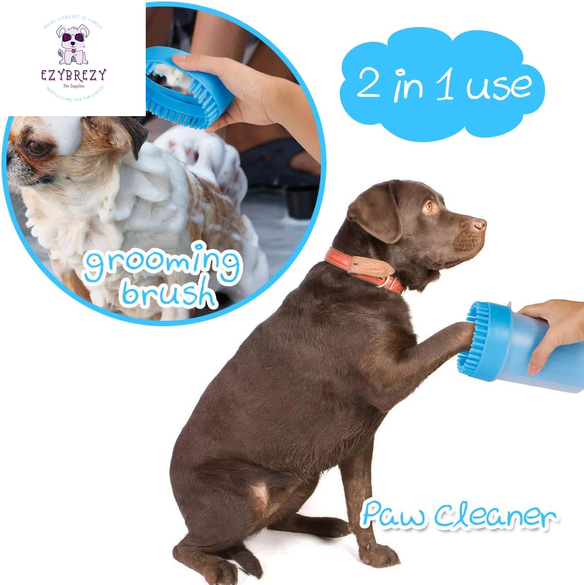 Ultimate Portable Dog Paw Cleaner - Upgrade Your Pet's Hygiene with Our Easy-to-Use Paw Washer for Cats & Small/Medium Dogs (Medium, Blue)