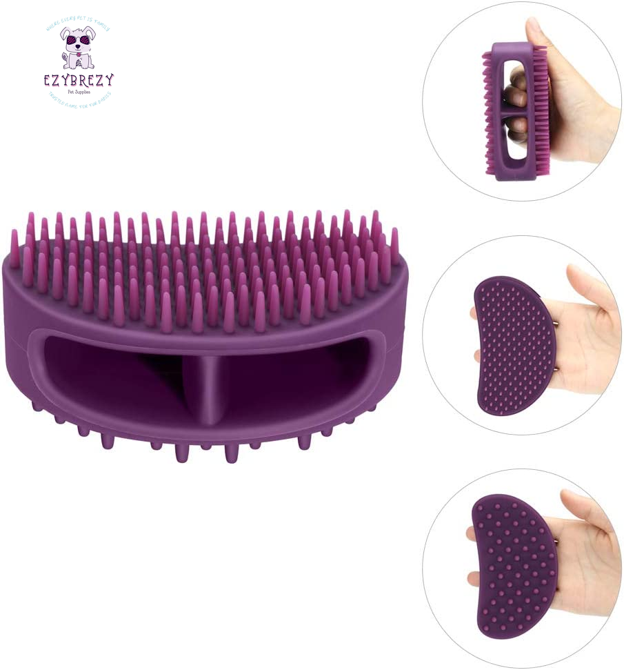 Stylish Purple Premium Soft Silicone Grooming Brush for Dogs & Cats - Ideal for Bathing, Massaging, and Shedding Control!