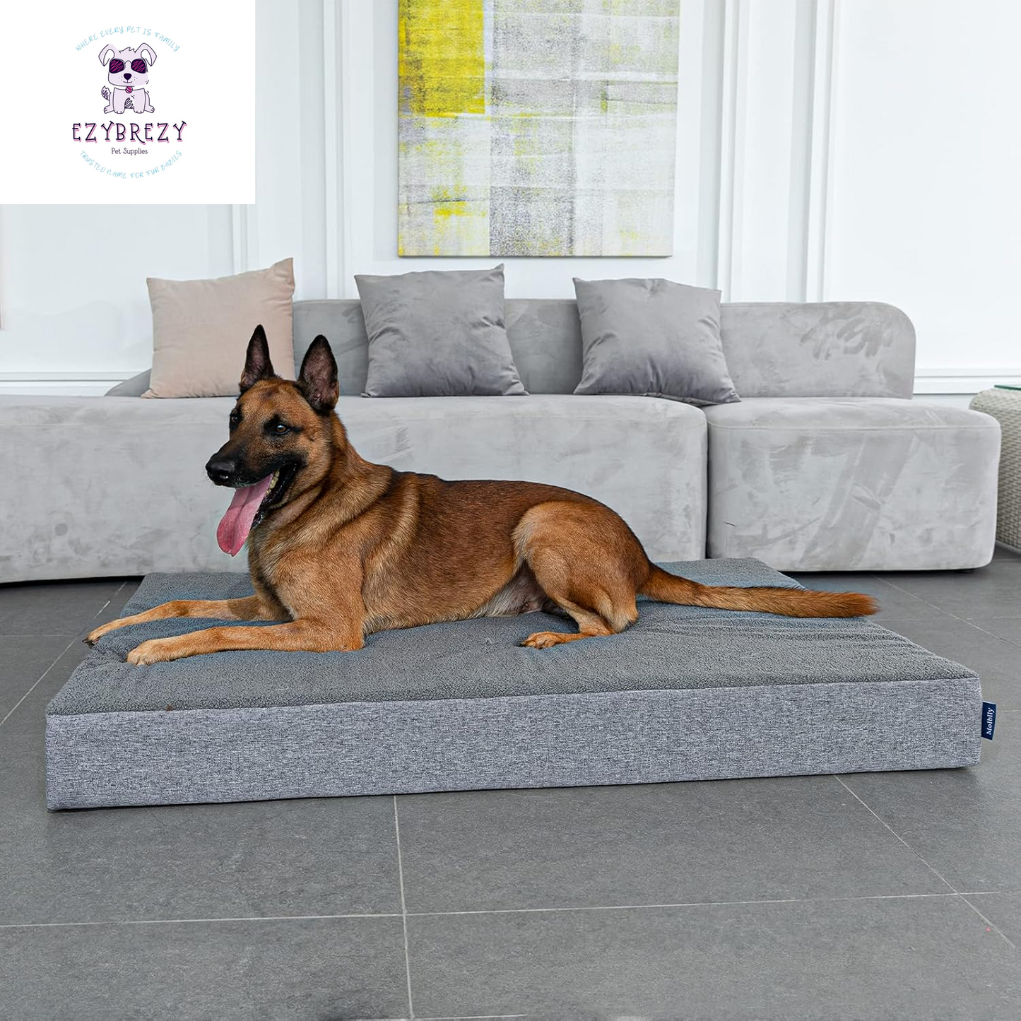 Ultimate XXL Orthopedic Dog & Cat Bed - 5" High-Density Foam, Waterproof & Anti-Slip, Stylish Grey Crate Mat with Removable Washable Cover