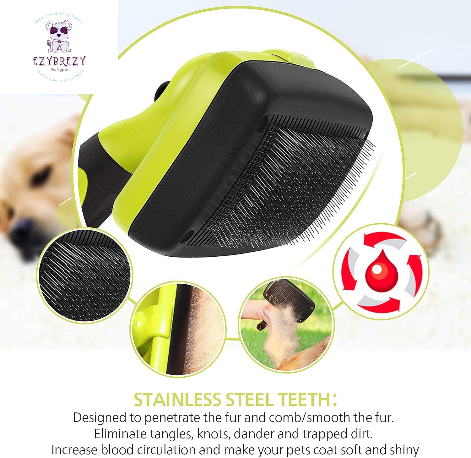 Revolutionary Self-Cleaning Slicker Brush for Dogs and Cats - Ideal for All Fur Types and Shedding Control!