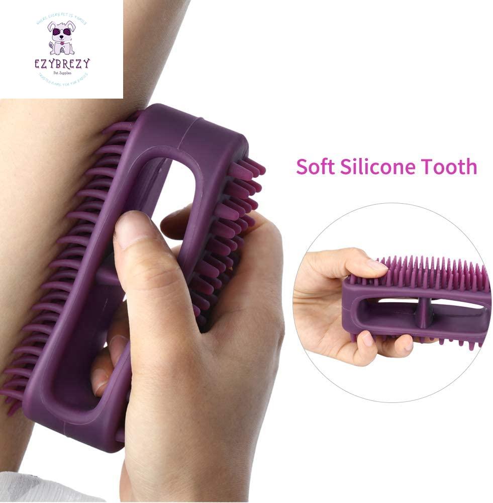 Stylish Purple Premium Soft Silicone Grooming Brush for Dogs & Cats - Ideal for Bathing, Massaging, and Shedding Control!