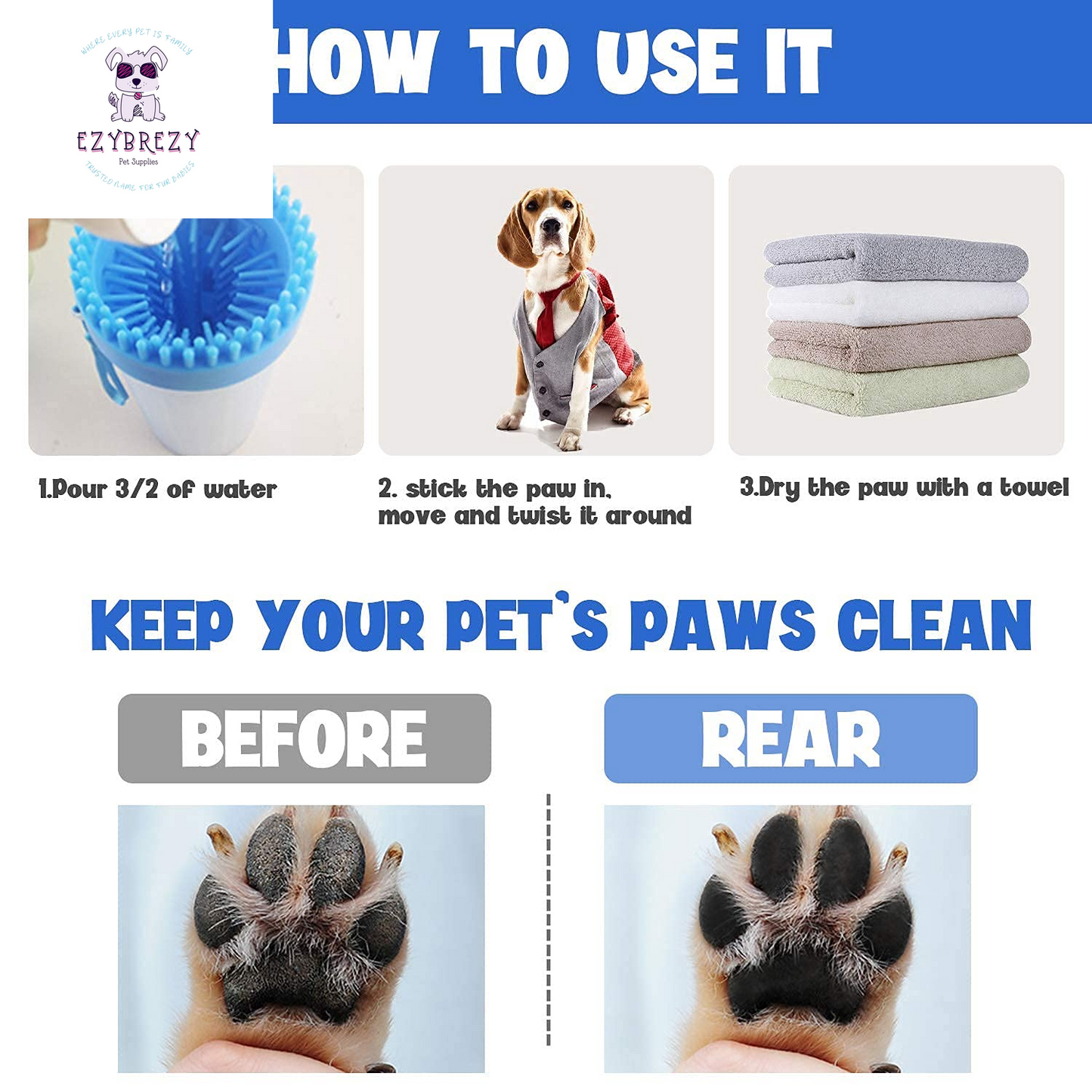 Ultimate 2-in-1 Portable Dog Paw Cleaner & Scrubber – Effortlessly Keep Your Pup's Paws Spotless!