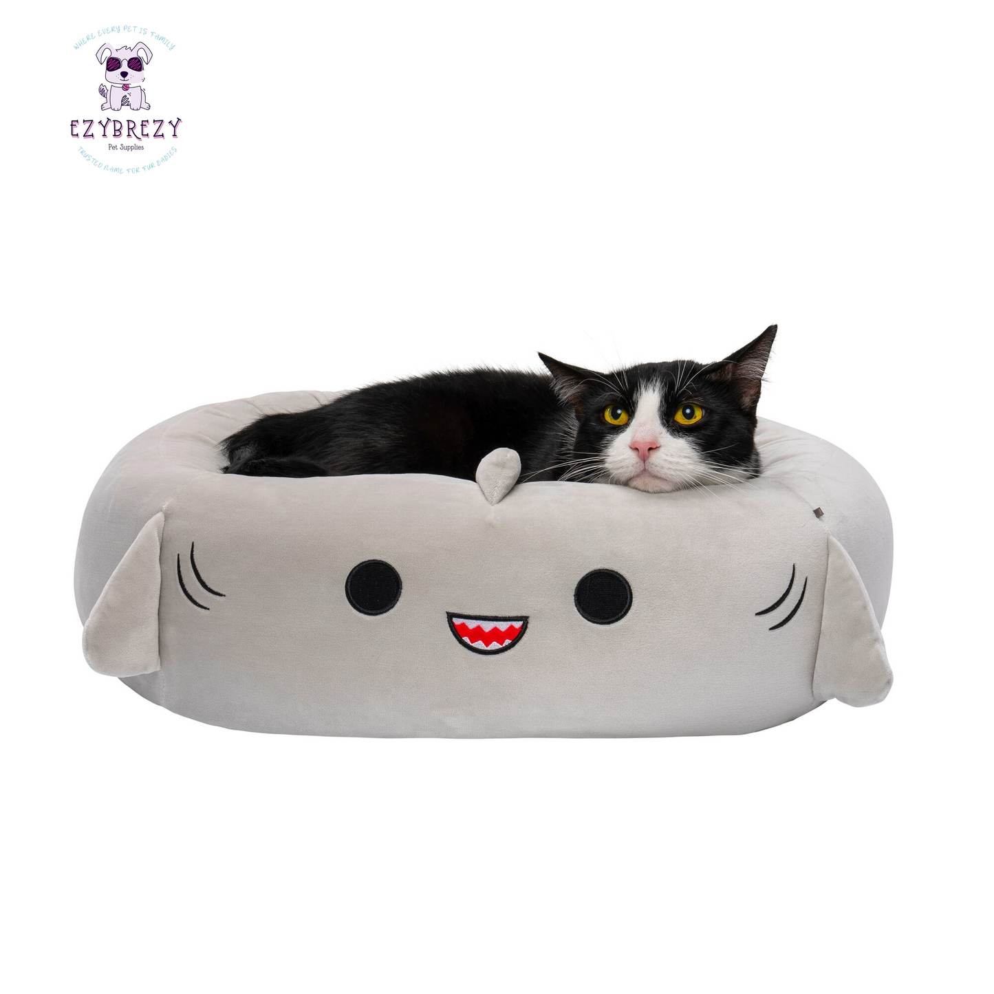 Indulge Your Pet with the Cozy 24-Inch Ultra-Soft Shark Plush Bed!