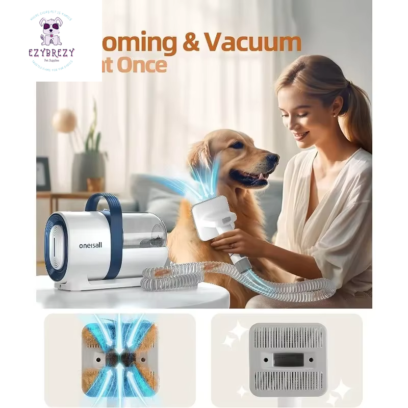 Oneisall Ultimate Dog Grooming Vacuum Kit – Pet Hair Vacuum with Clipper & Nail Grinder, 1.5L Dust Cup for Effortless Grooming