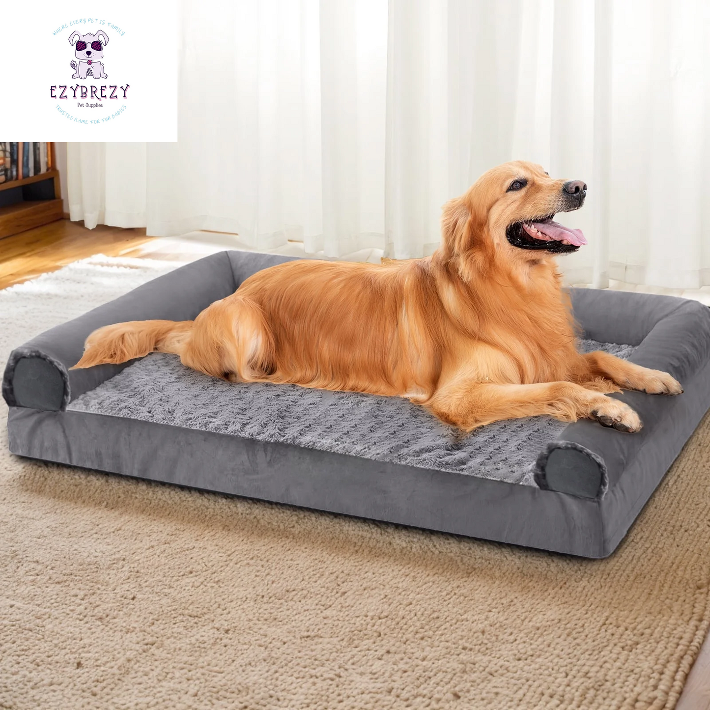 Ultimate Comfort Waterproof Orthopedic Dog Bed for Extra Large Dogs - Easy Clean Removable Cover