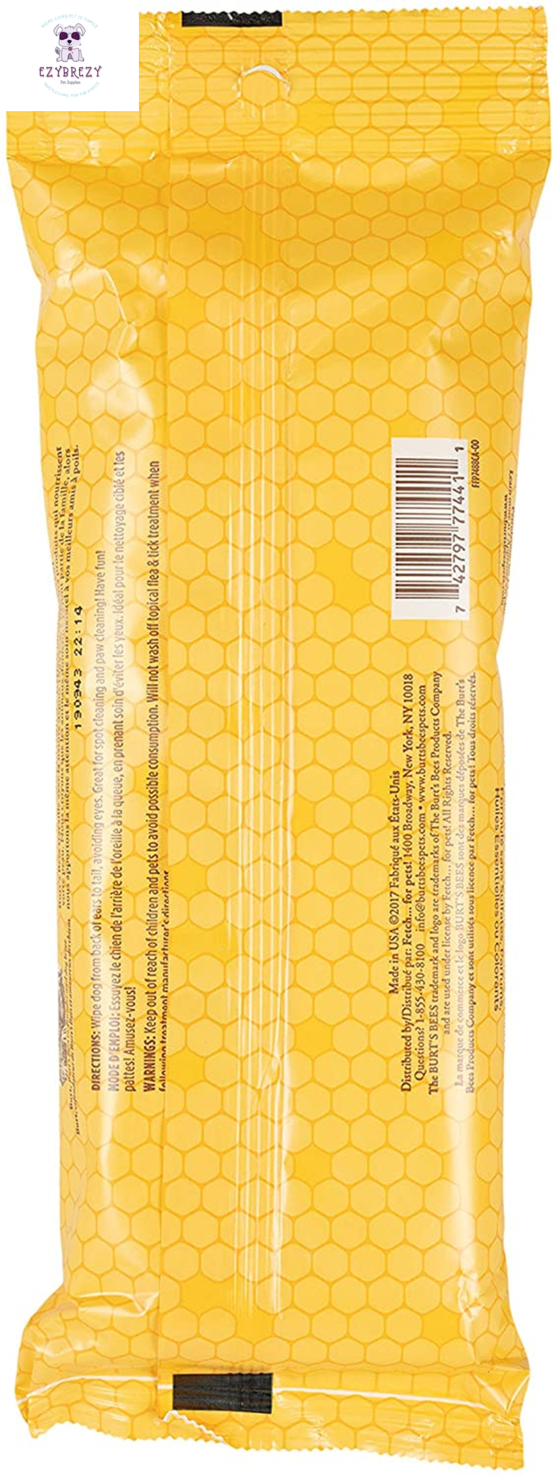 Burt's Bees Natural Dog Wipes - 3 Pack, Hypoallergenic & Eco-Friendly for Paws and Bottoms