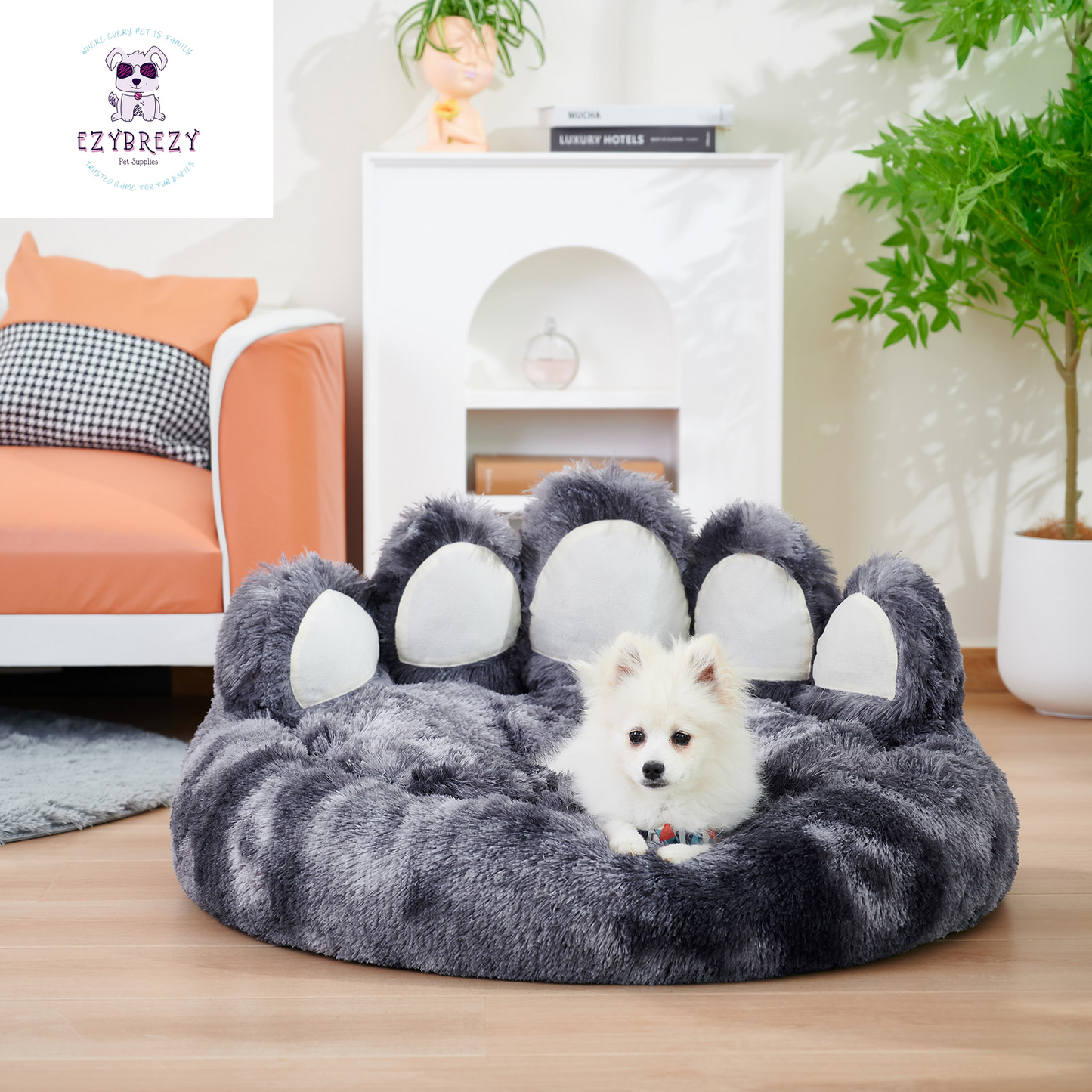 Cozy Adorable Bear Paw Dog Bed - Perfect Plush Furniture for Small & Medium Pets