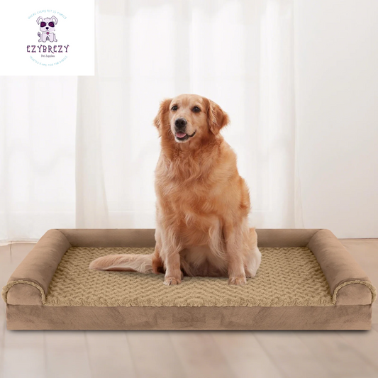 Luxurious Waterproof Orthopedic Dog Bed for Large Breeds - Non-Slip Base & Easy-Clean Washable Cover with Egg-Crate Foam Comfort